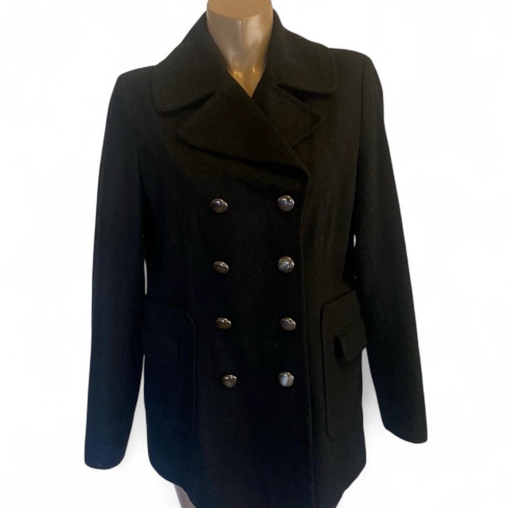 Women's Black I.N.C. Wool blend peacoat size medium button closure